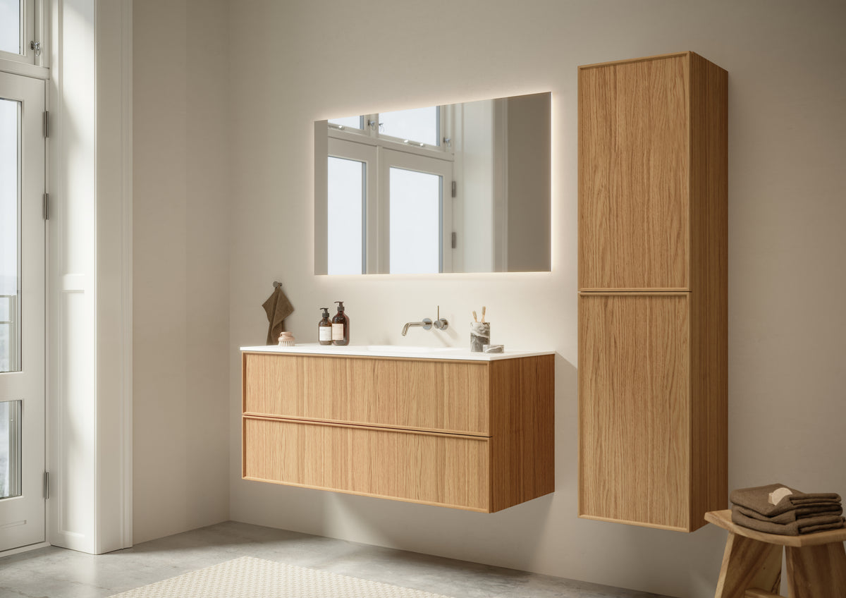 Shaker Badmøbel i Eg, 120 cm - Vask Venstre