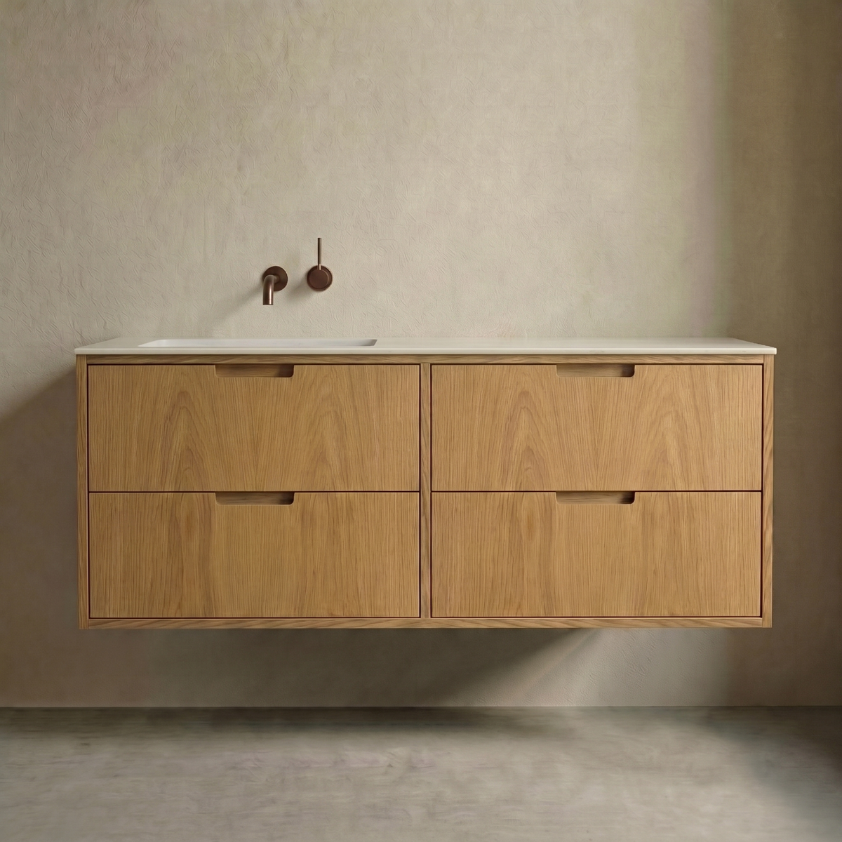 ALMA 3904 Snedker Badmøbel - Eg Naturolieret - 140 x 50 cm - VENSTRE