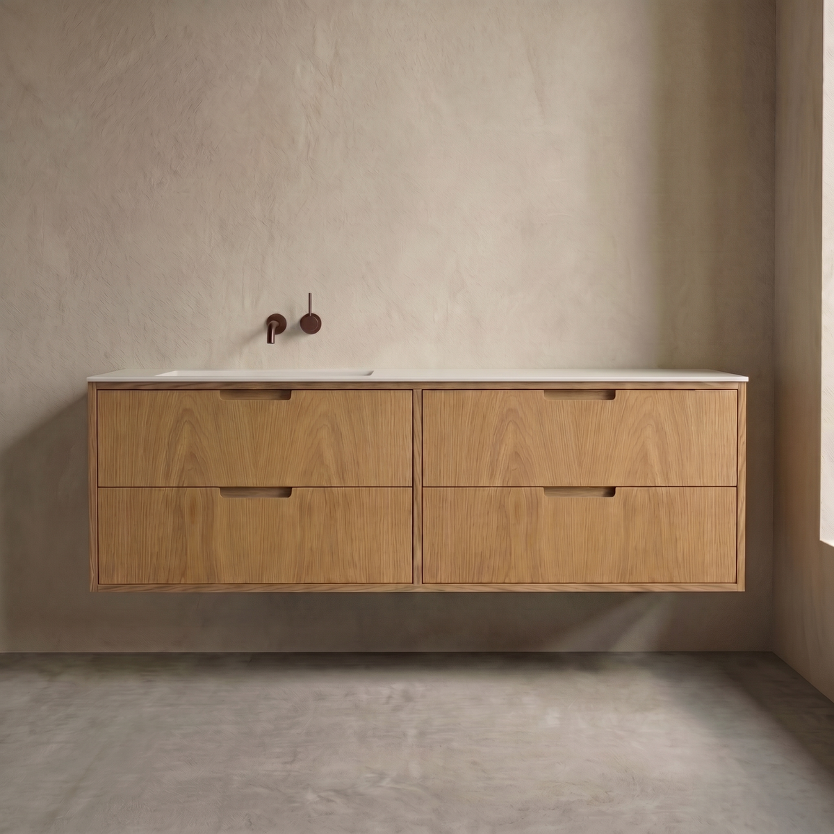 ALMA 3908 Snedker Badmøbel - Eg Naturolieret - 160 x 50 cm - VENSTRE