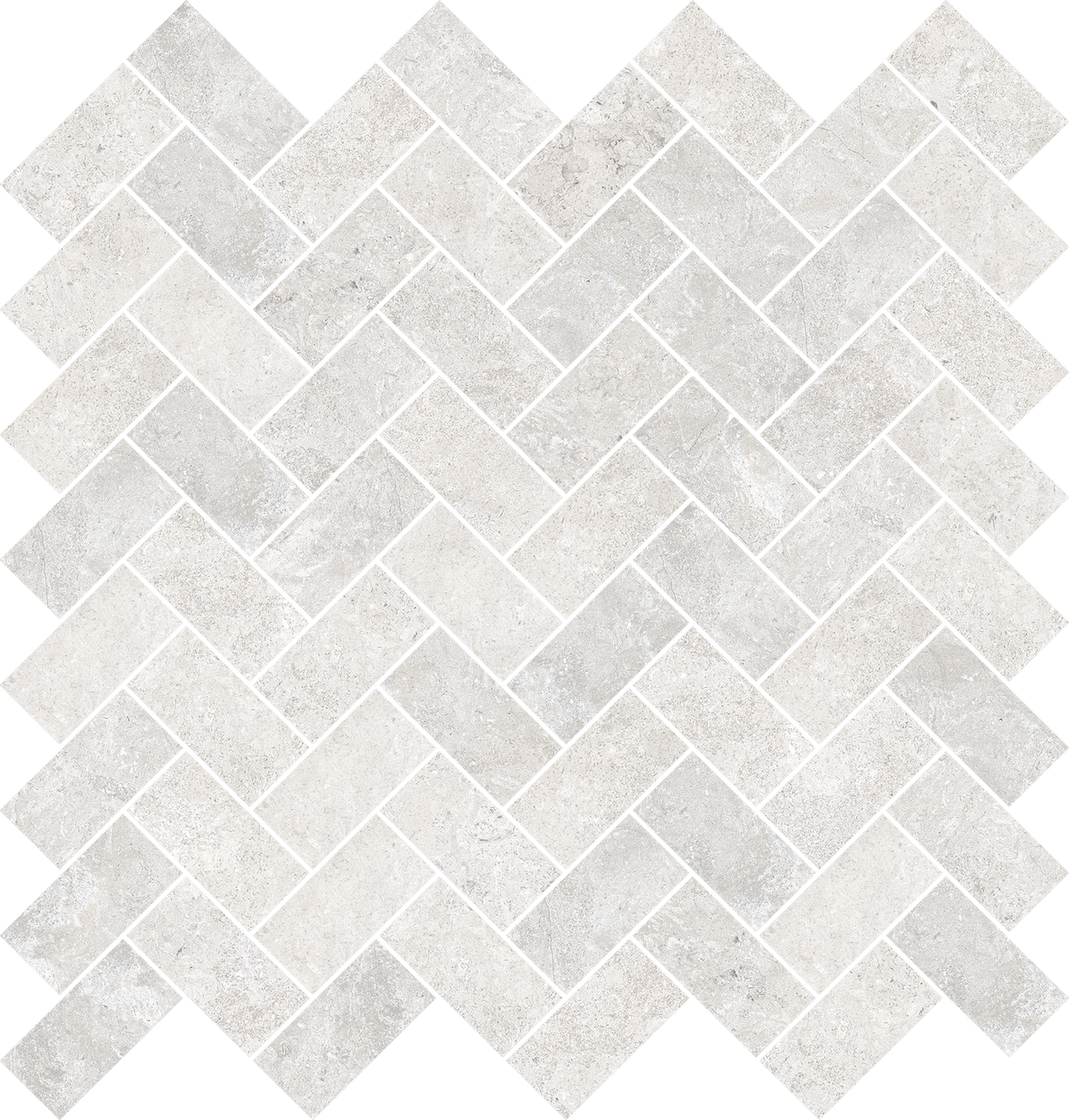 mosaikflise i naturstenslook hvid