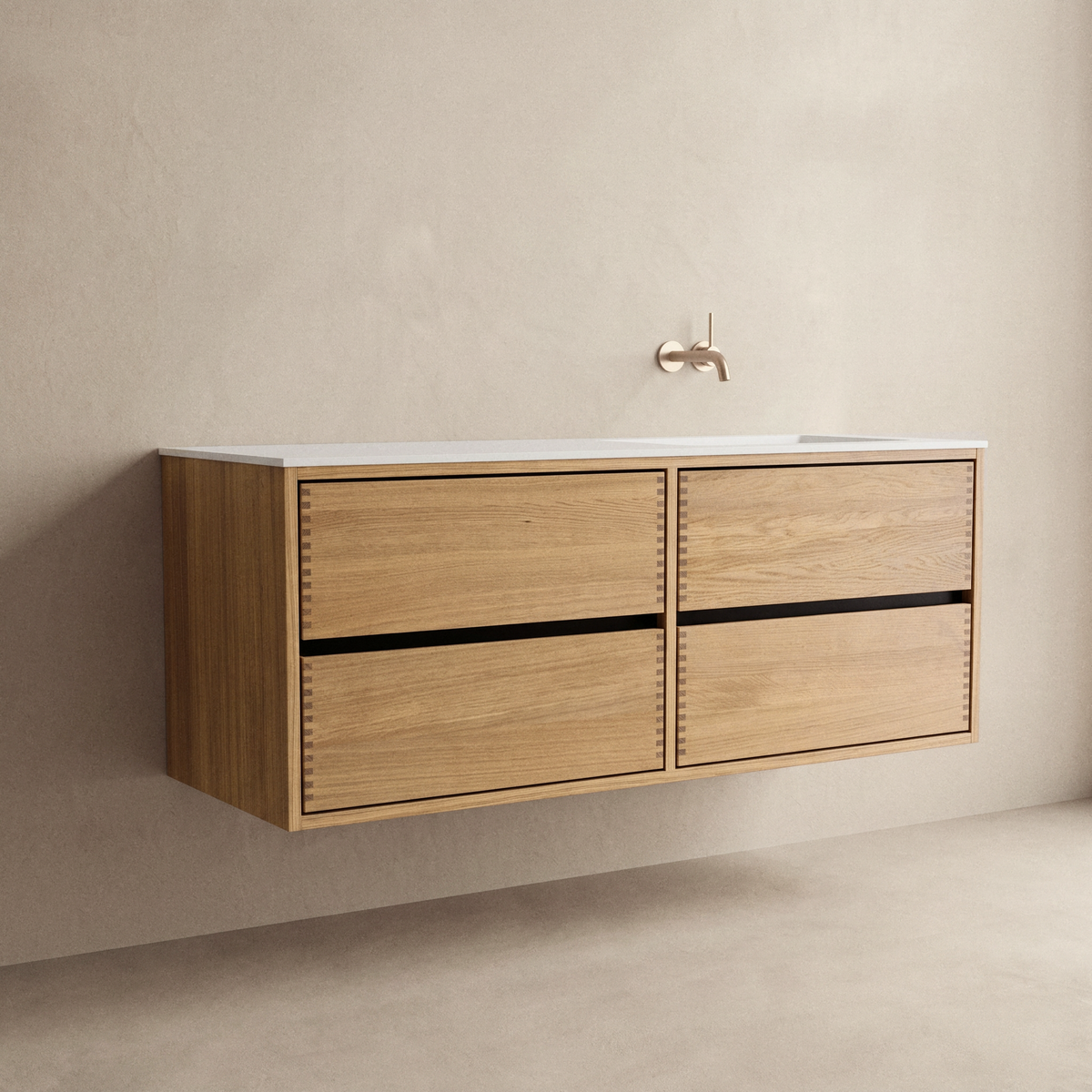 Nr. 4904 Snedker badmøbel 140 cm HØJRE