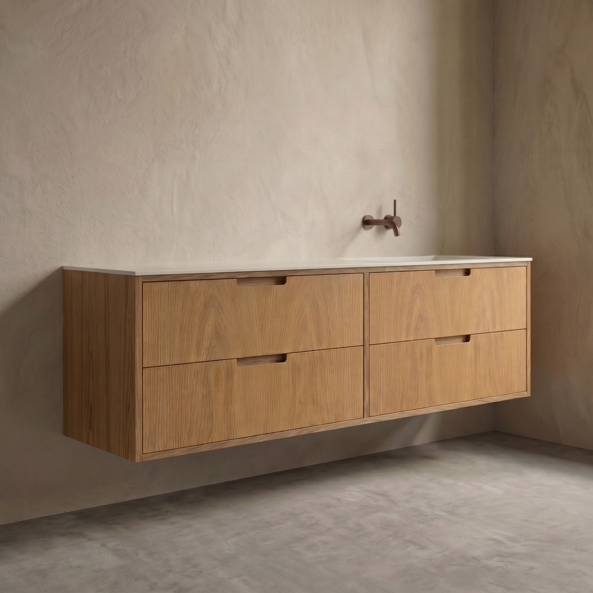 ALMA 3908 Snedker Badmøbel - Eg Naturolieret - 160 x 50 cm - HØJRE