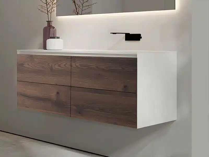 Antico vaskeskab 140 cm med 4 skuffer og inkl. vask - HØJRE