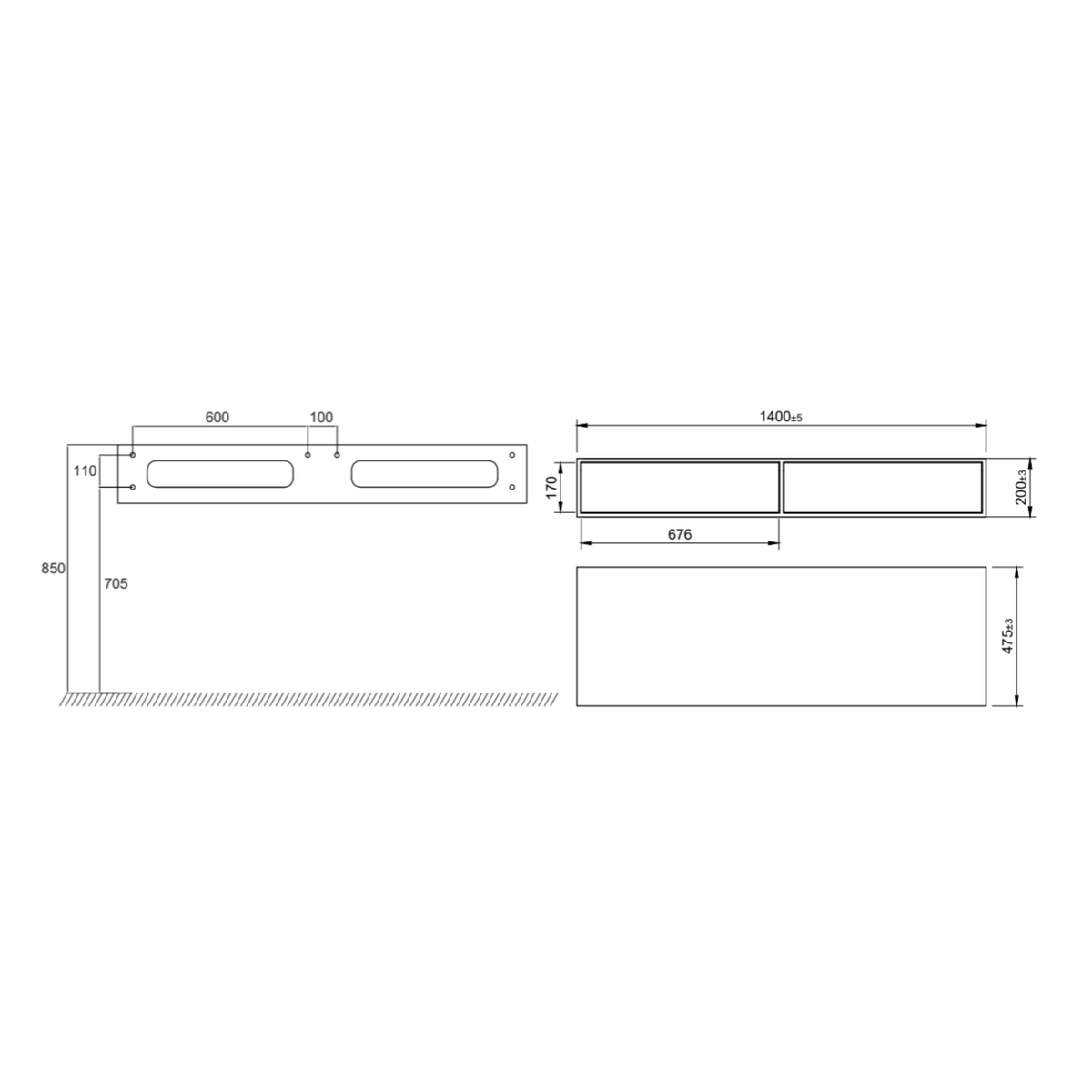 Scandtap S1400 badmøbel i Solid Surface